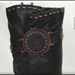 Baldinini whip stitch Italian leather fur boots 38